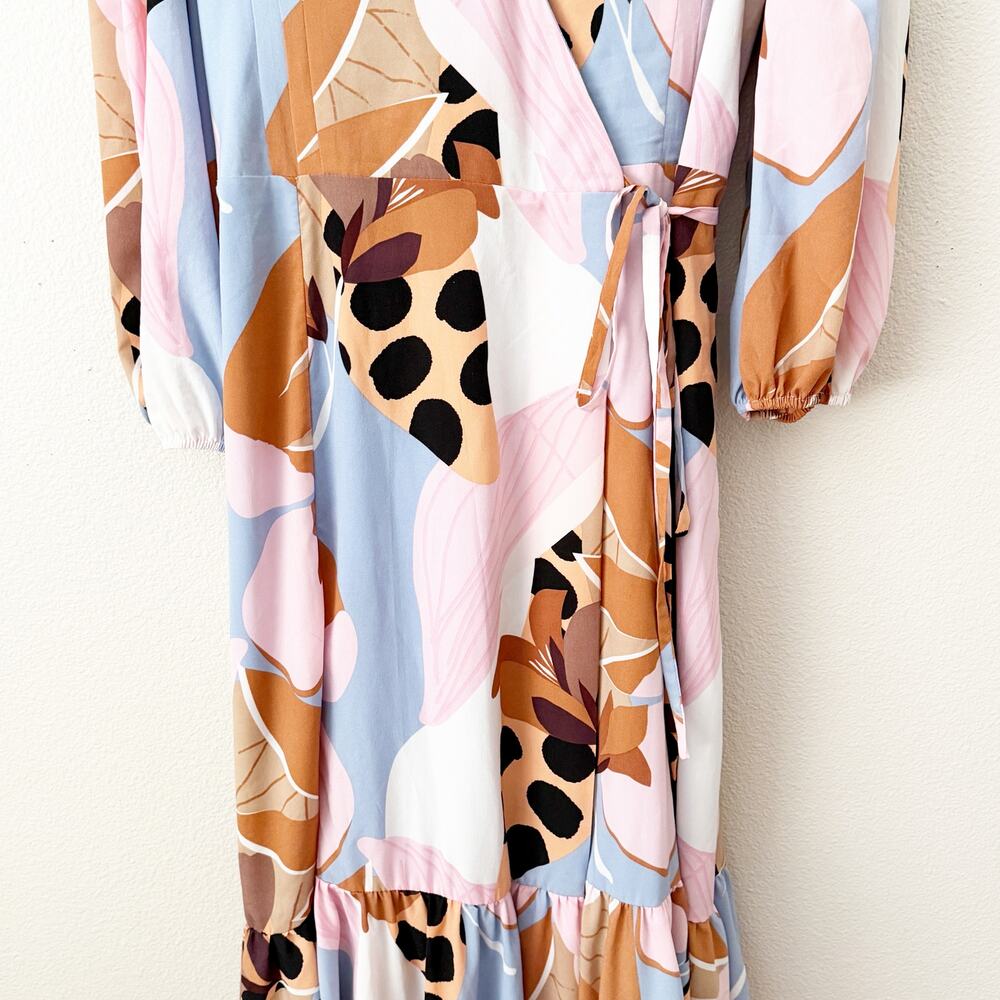 HUTCH x ANTHROPOLOGIE | Bloom Wrap Maxi Dress Ruffle Lace-up Back Abstract | XL - Picture 8 of 9